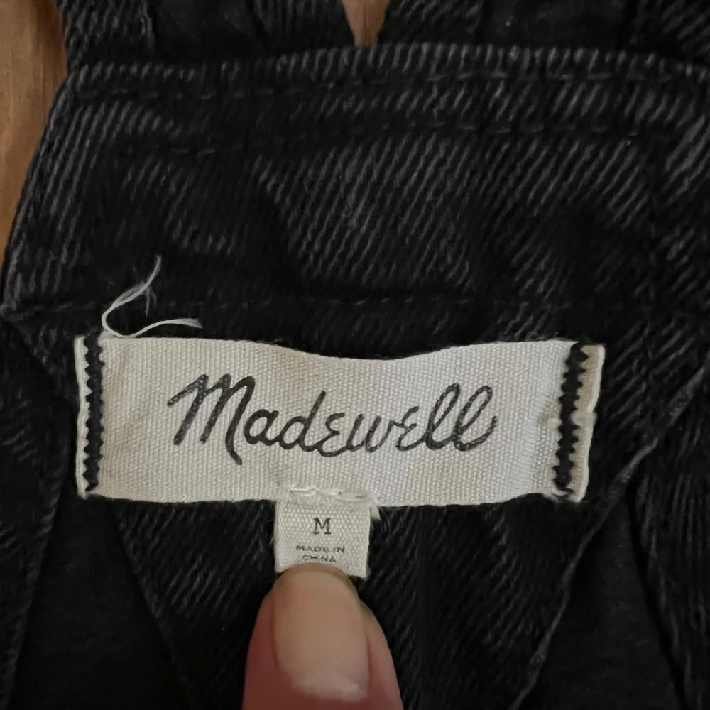 VGUC Madewell Washed Black 💯 Cotton Denim Shorts Overalls sz M - Picture 2 of 8